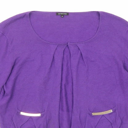Caroline Biss Womens Purple Round Neck Cotton Cardigan Jumper Size 14
