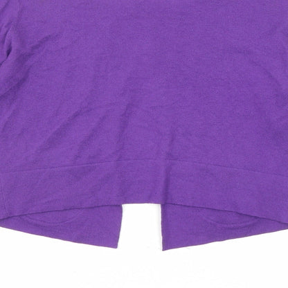 Caroline Biss Womens Purple Round Neck Cotton Cardigan Jumper Size 14