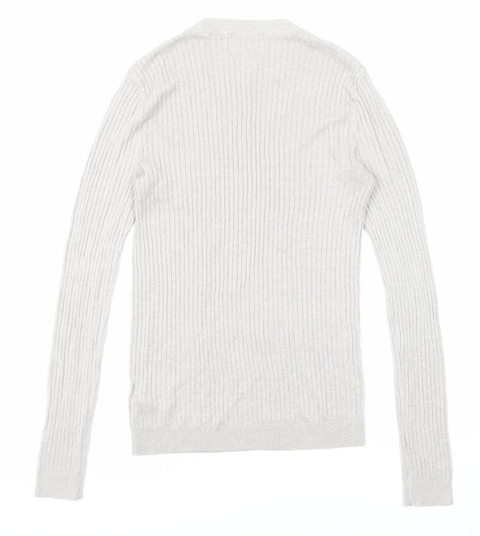 Topman Mens Grey Crew Neck Acrylic Pullover Jumper Size M Long Sleeve