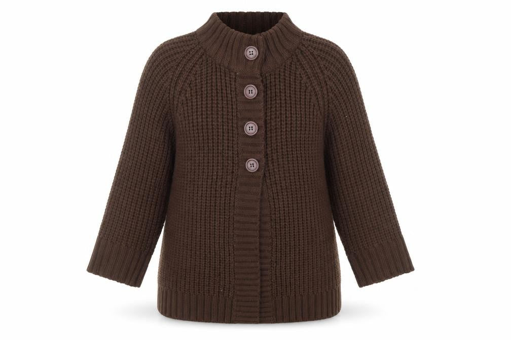 Womens UK Size 14 Pure & Natural Brown Cardigan Jumper