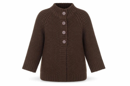 Womens UK Size 14 Pure & Natural Brown Cardigan Jumper