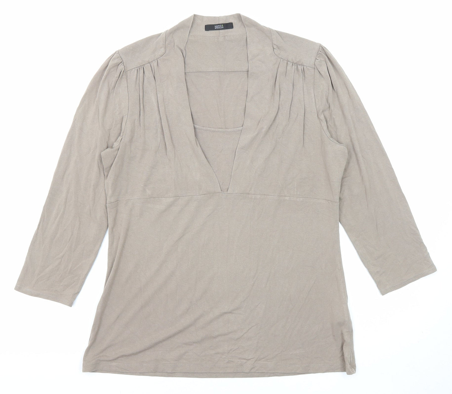 Womens UK Size 14 Marks and Spencer Brown Basic Blouse