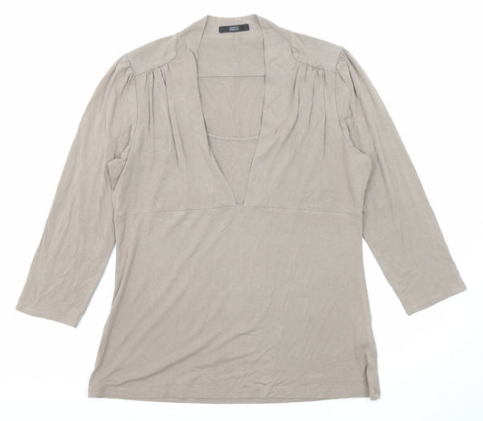 Womens UK Size 14 Marks and Spencer Brown Basic Blouse