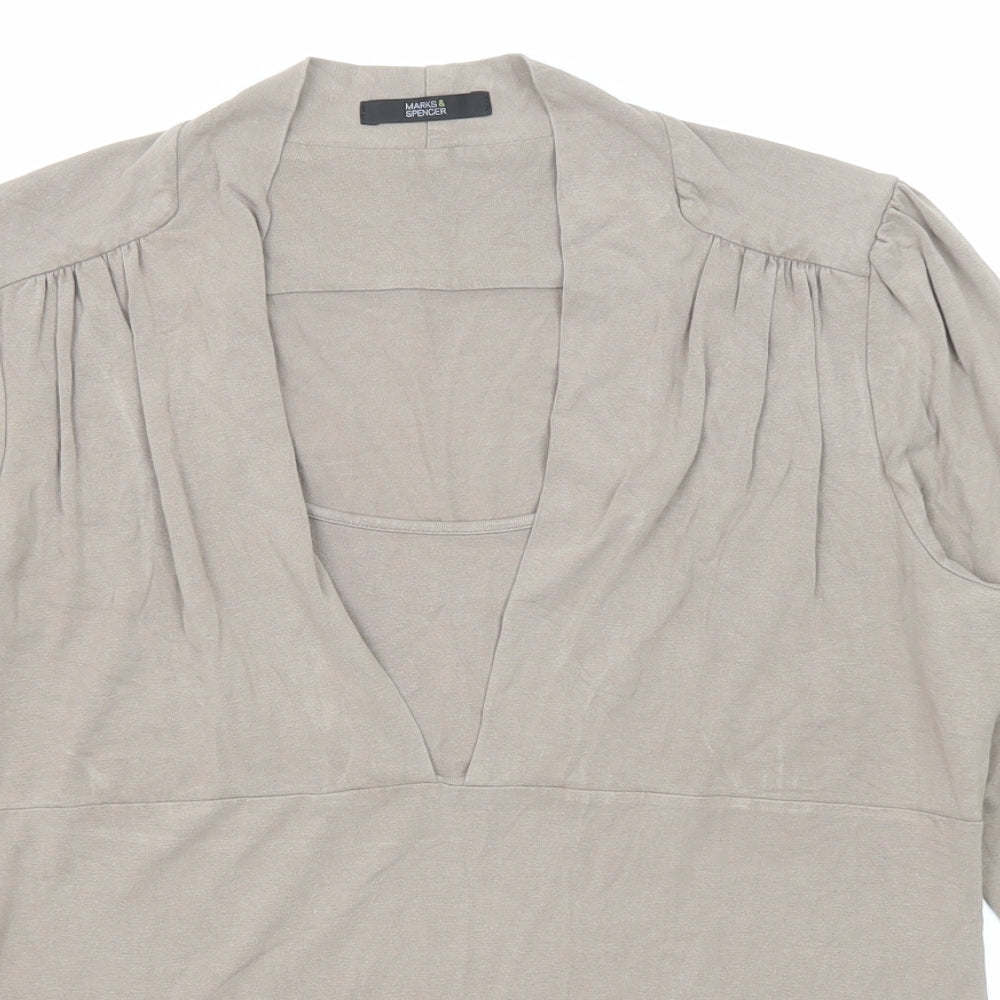 Womens UK Size 14 Marks and Spencer Brown Basic Blouse