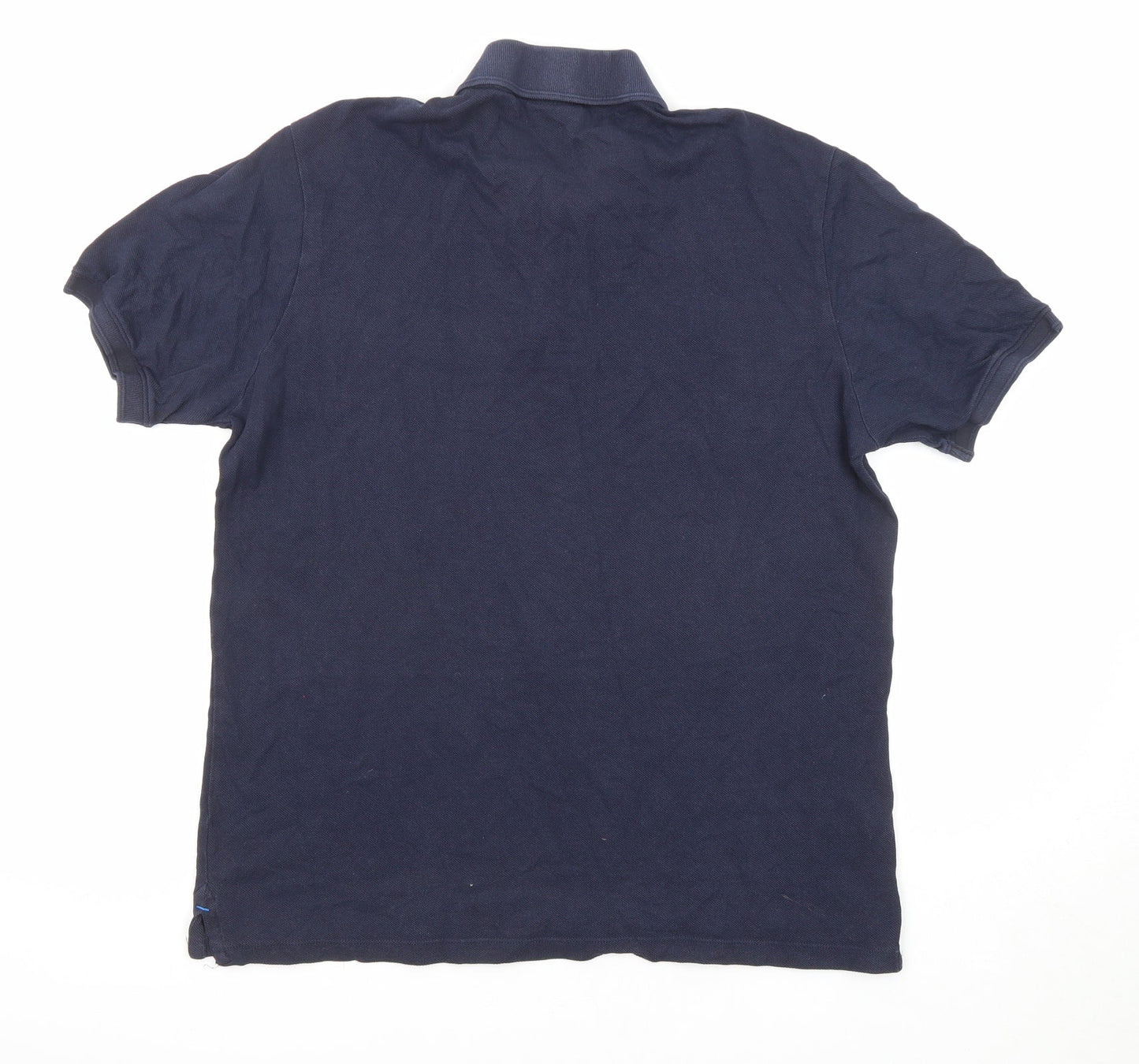 Mango Mens Blue Cotton Polo Size M Collared Button