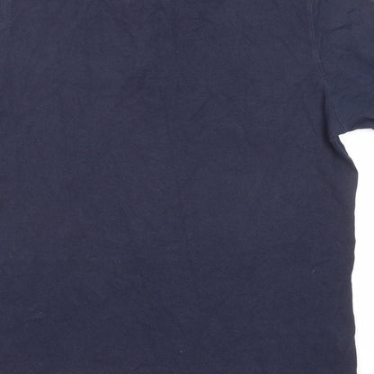 Mango Mens Blue Cotton Polo Size M Collared Button