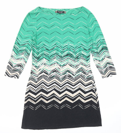 Principles Womens Multicoloured Geometric Viscose A-Line Size 12 Round Neck Pullover