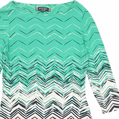 Principles Womens Multicoloured Geometric Viscose A-Line Size 12 Round Neck Pullover