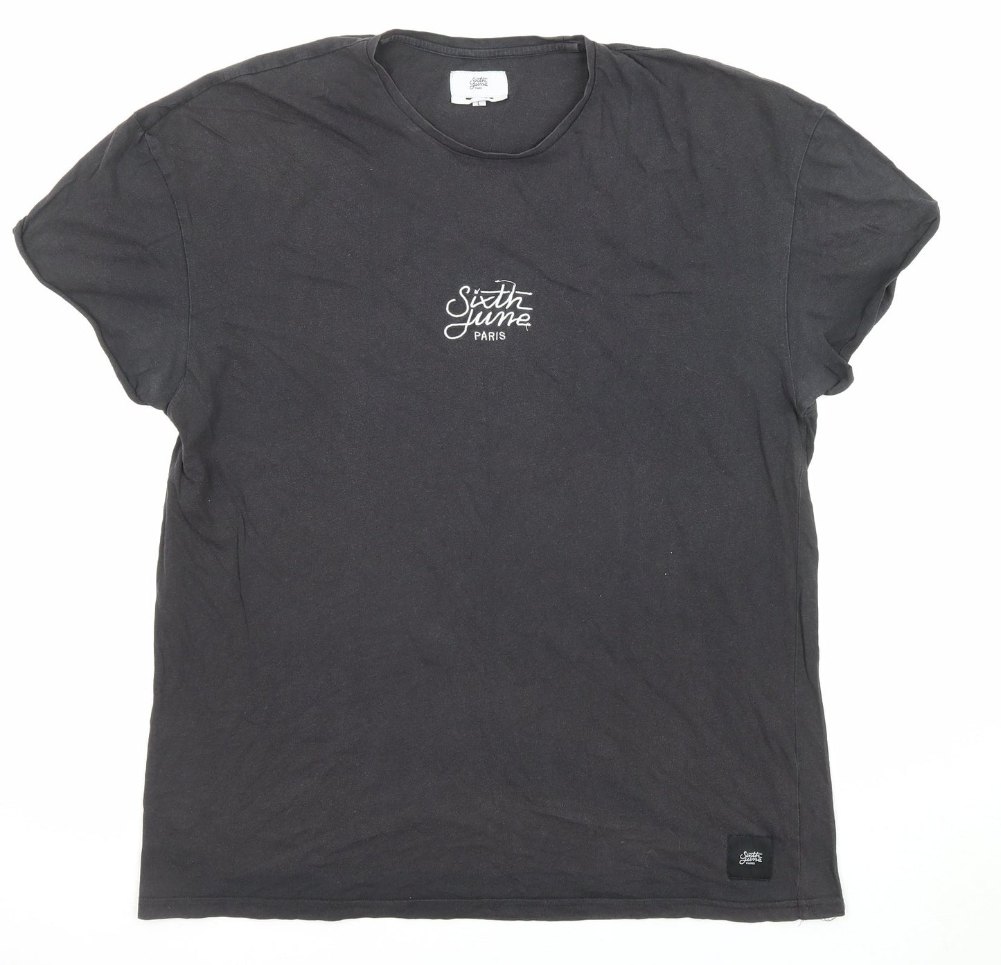 Sixth June Mens Black Polyester T-Shirt Size L Round Neck