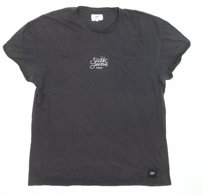 Sixth June Mens Black Polyester T-Shirt Size L Round Neck