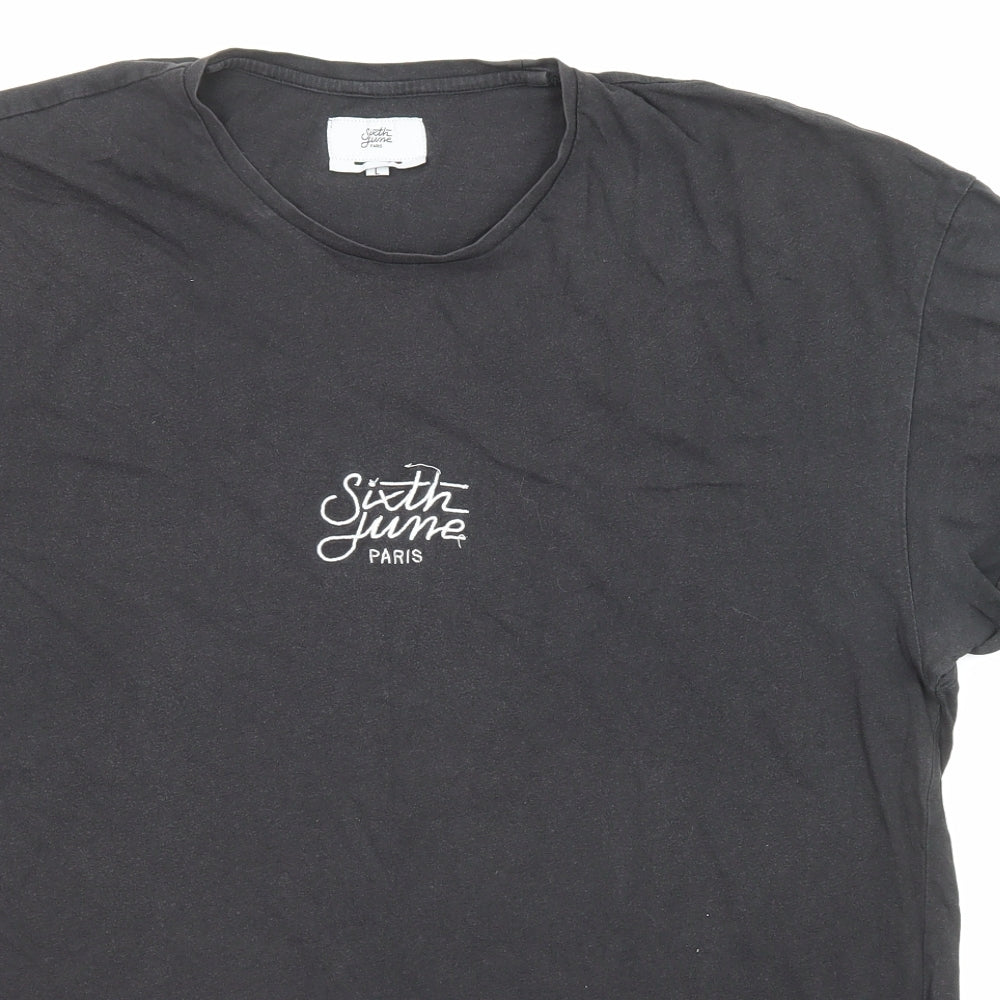 Sixth June Mens Black Polyester T-Shirt Size L Round Neck