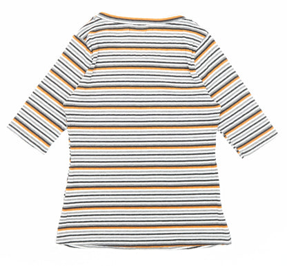 Faith And Joy Womens Multicoloured Round Neck Striped Polyester Pullover Jumper Size M