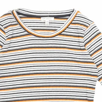 Faith And Joy Womens Multicoloured Round Neck Striped Polyester Pullover Jumper Size M