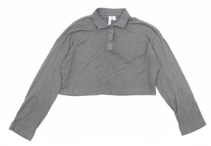 Womens UK Size S Divided by H&M Grey Cropped Blouse