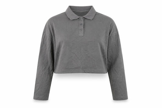 Womens UK Size S Divided by H&M Grey Cropped Blouse