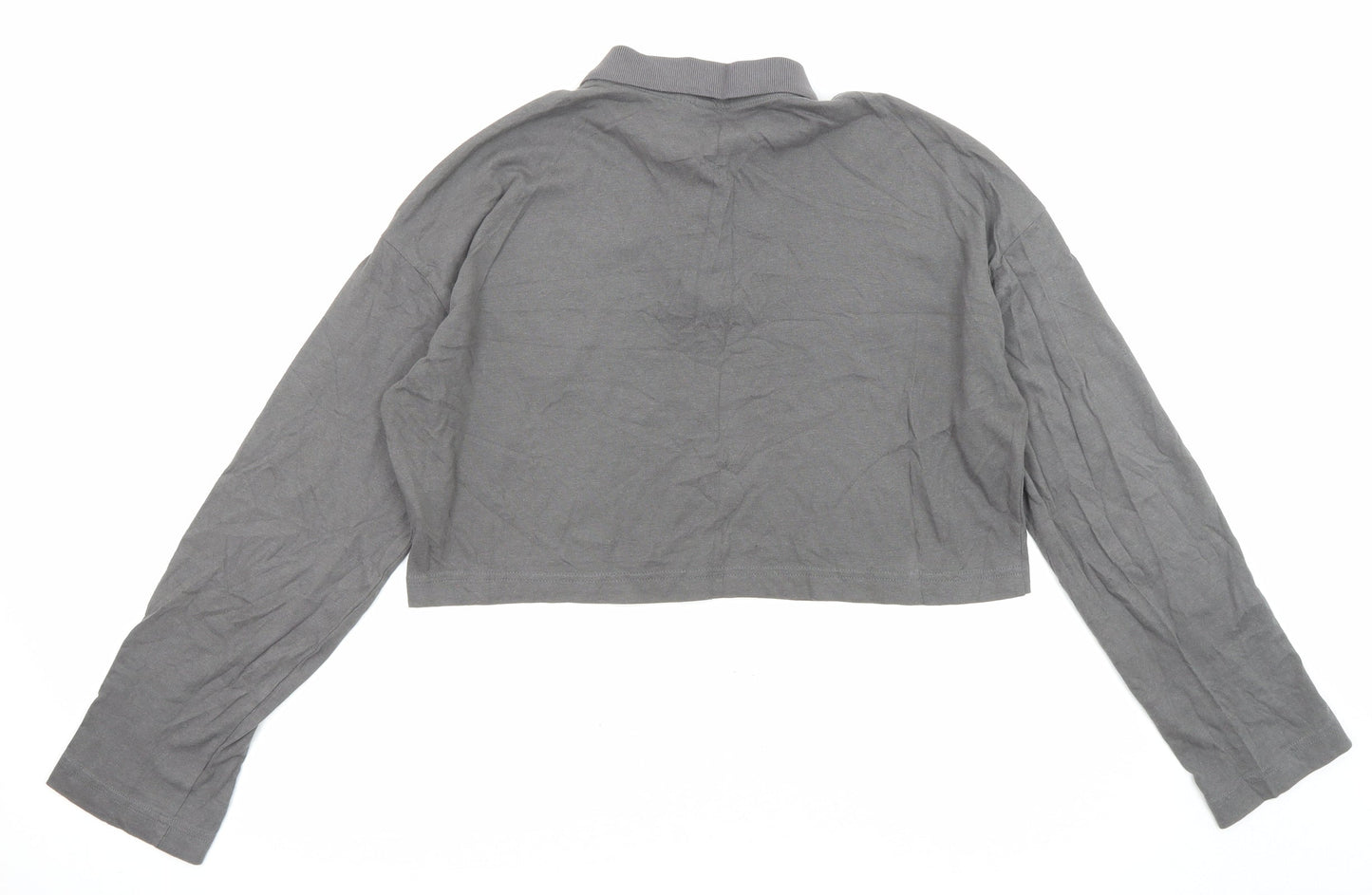 Womens UK Size S Divided by H&M Grey Cropped Blouse