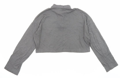 Womens UK Size S Divided by H&M Grey Cropped Blouse