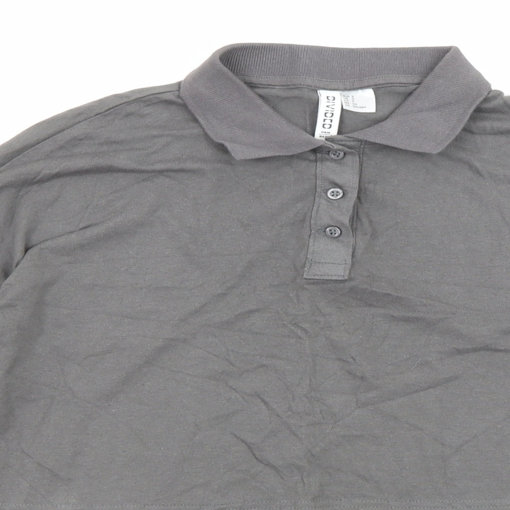 Womens UK Size S Divided by H&M Grey Cropped Blouse