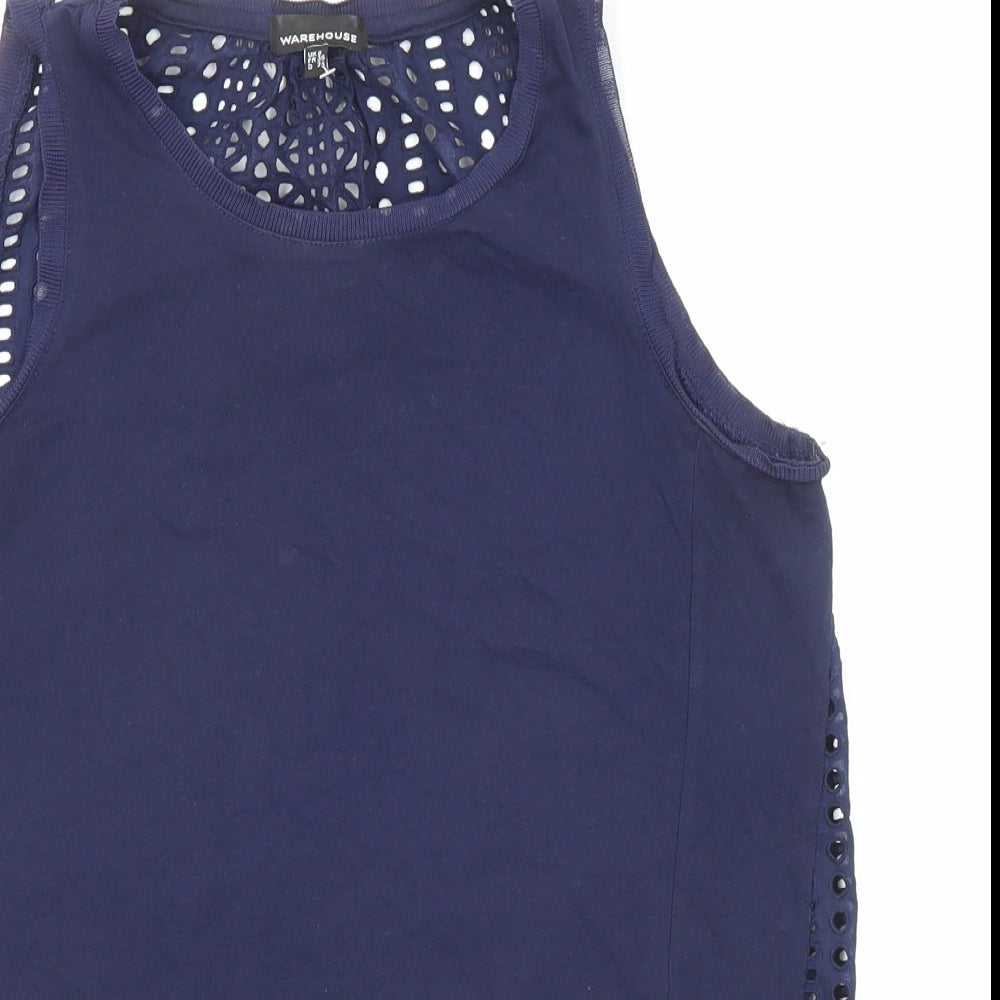 Womens UK Size 8 Warehouse Blue Basic Tank