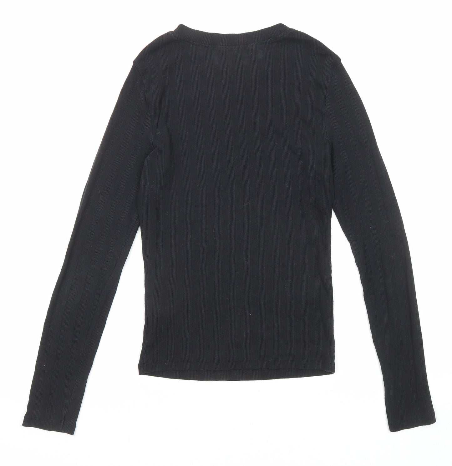 New Look Womens Black Polyester Basic Blouse Size 8 Round Neck