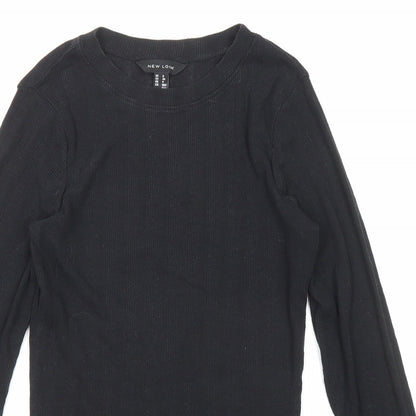 New Look Womens Black Polyester Basic Blouse Size 8 Round Neck