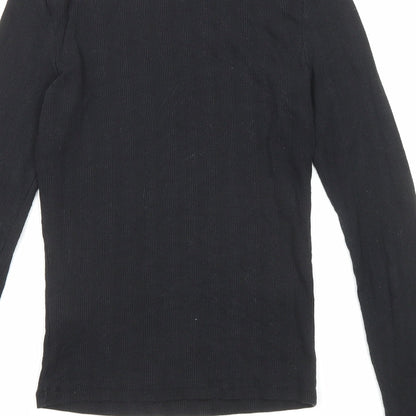 New Look Womens Black Polyester Basic Blouse Size 8 Round Neck