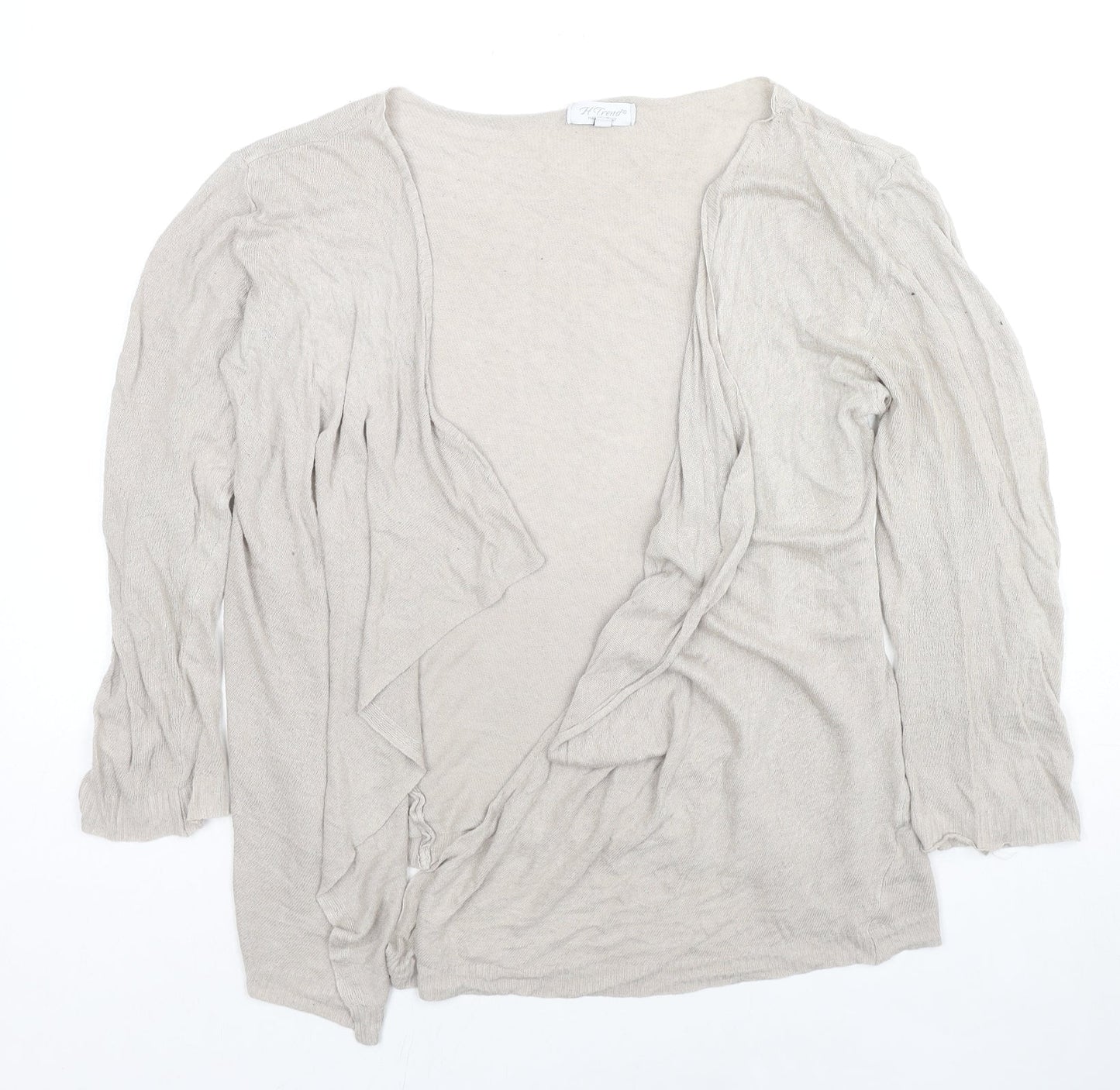 H.Trend Womens Beige V-Neck Viscose Cardigan Jumper Size M - Size M-L