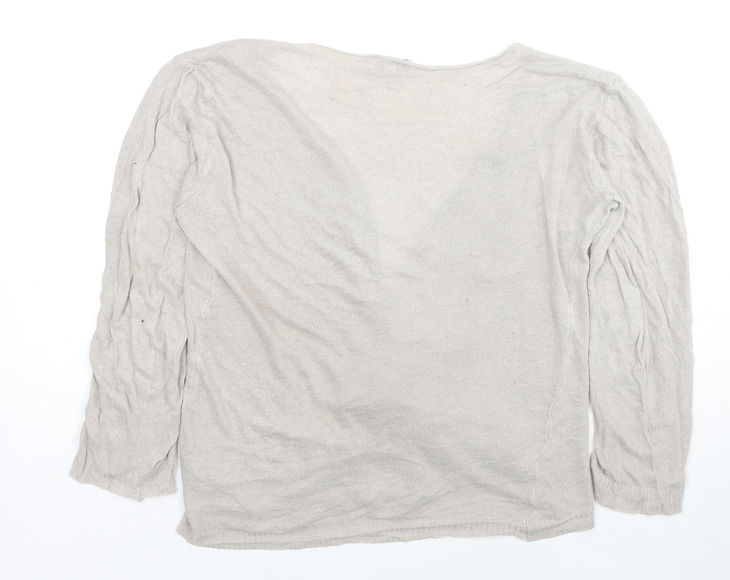 H.Trend Womens Beige V-Neck Viscose Cardigan Jumper Size M - Size M-L