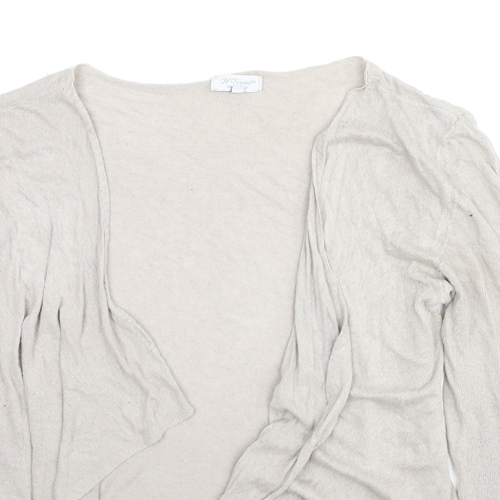 H.Trend Womens Beige V-Neck Viscose Cardigan Jumper Size M - Size M-L