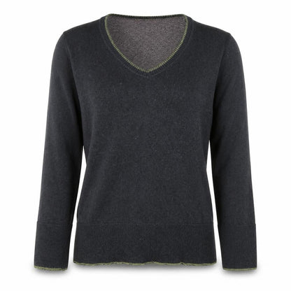Butterfly Womens Grey V-Neck Cotton Pullover Jumper Size M - Heart Rose Wings
