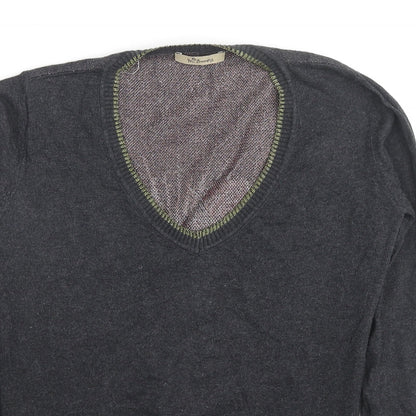 Butterfly Womens Grey V-Neck Cotton Pullover Jumper Size M - Heart Rose Wings
