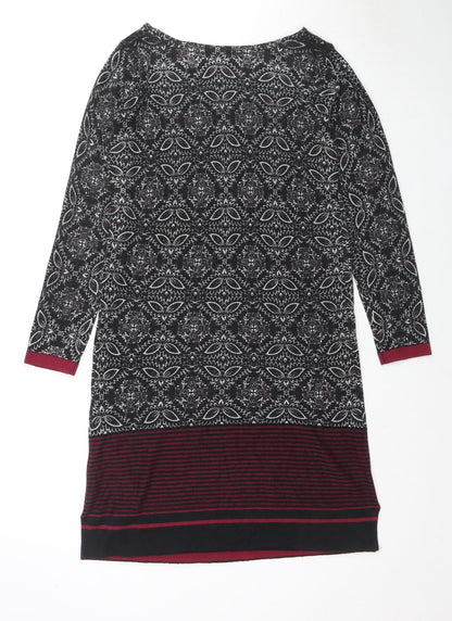 Scarlett Womens Multicoloured Geometric Cotton Kaftan Size 10 Round Neck Pullover