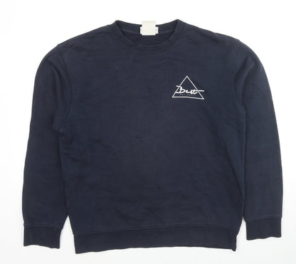 Best Mens Blue Cotton Pullover Sweatshirt Size M - Logo