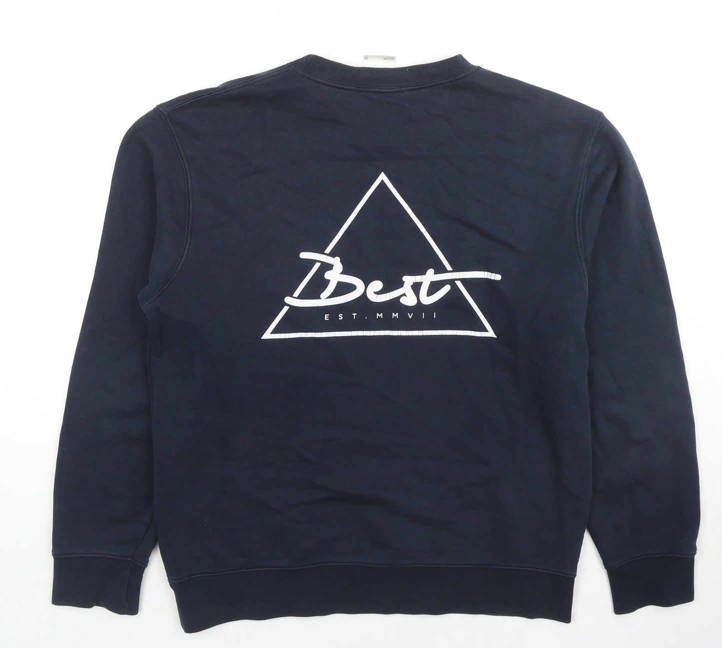Best Mens Blue Cotton Pullover Sweatshirt Size M - Logo