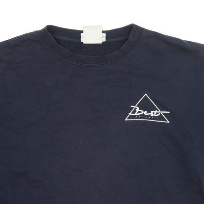 Best Mens Blue Cotton Pullover Sweatshirt Size M - Logo