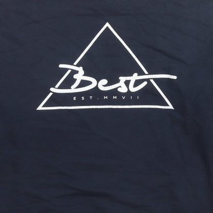 Best Mens Blue Cotton Pullover Sweatshirt Size M - Logo