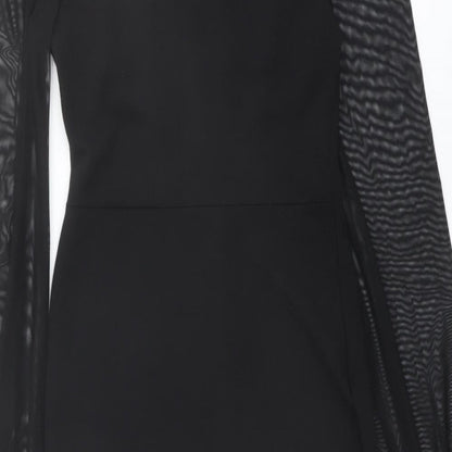 I SAW IT FIRST Womens Black Polyester Pencil Dress Size 6 Square Neck Hook & Eye
