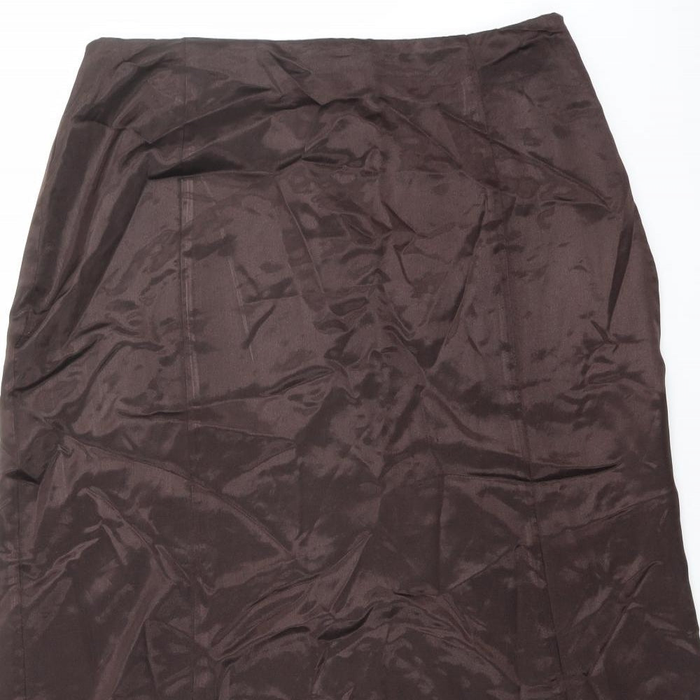 Klass Womens Brown Polyester A-Line Skirt Size 16 Zip