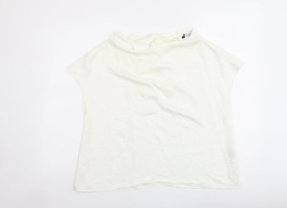 Womens UK Size L Zara Ivory Basic T-Shirt