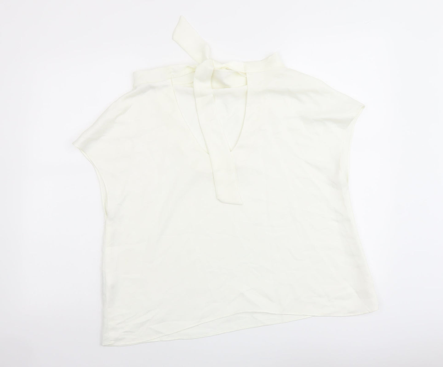 Womens UK Size L Zara Ivory Basic T-Shirt