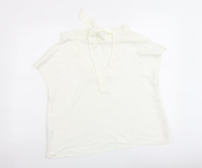Womens UK Size L Zara Ivory Basic T-Shirt