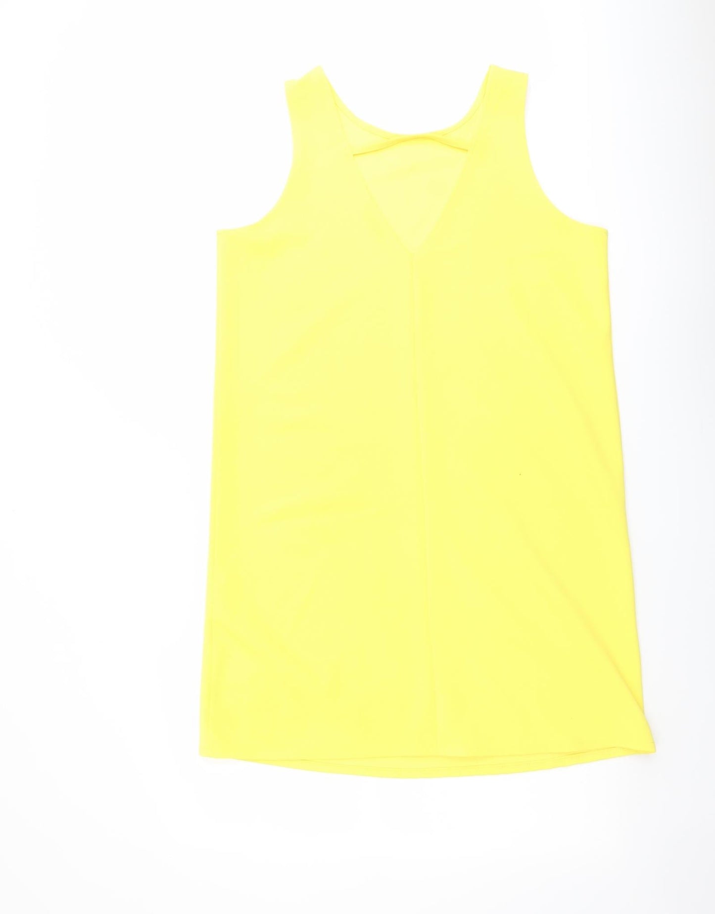 Mango Womens Yellow Polyester A-Line Size L Crew Neck Pullover