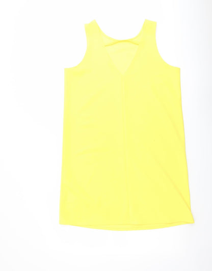 Mango Womens Yellow Polyester A-Line Size L Crew Neck Pullover