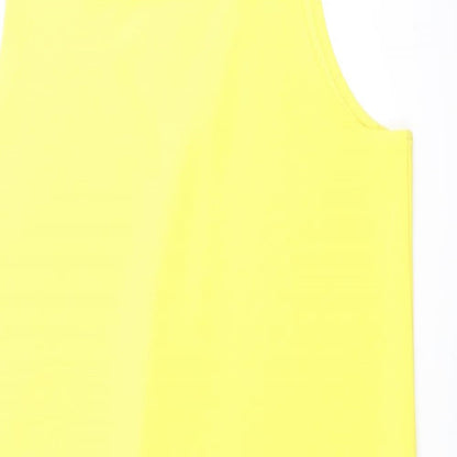 Mango Womens Yellow Polyester A-Line Size L Crew Neck Pullover