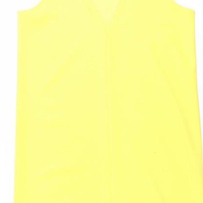 Mango Womens Yellow Polyester A-Line Size L Crew Neck Pullover