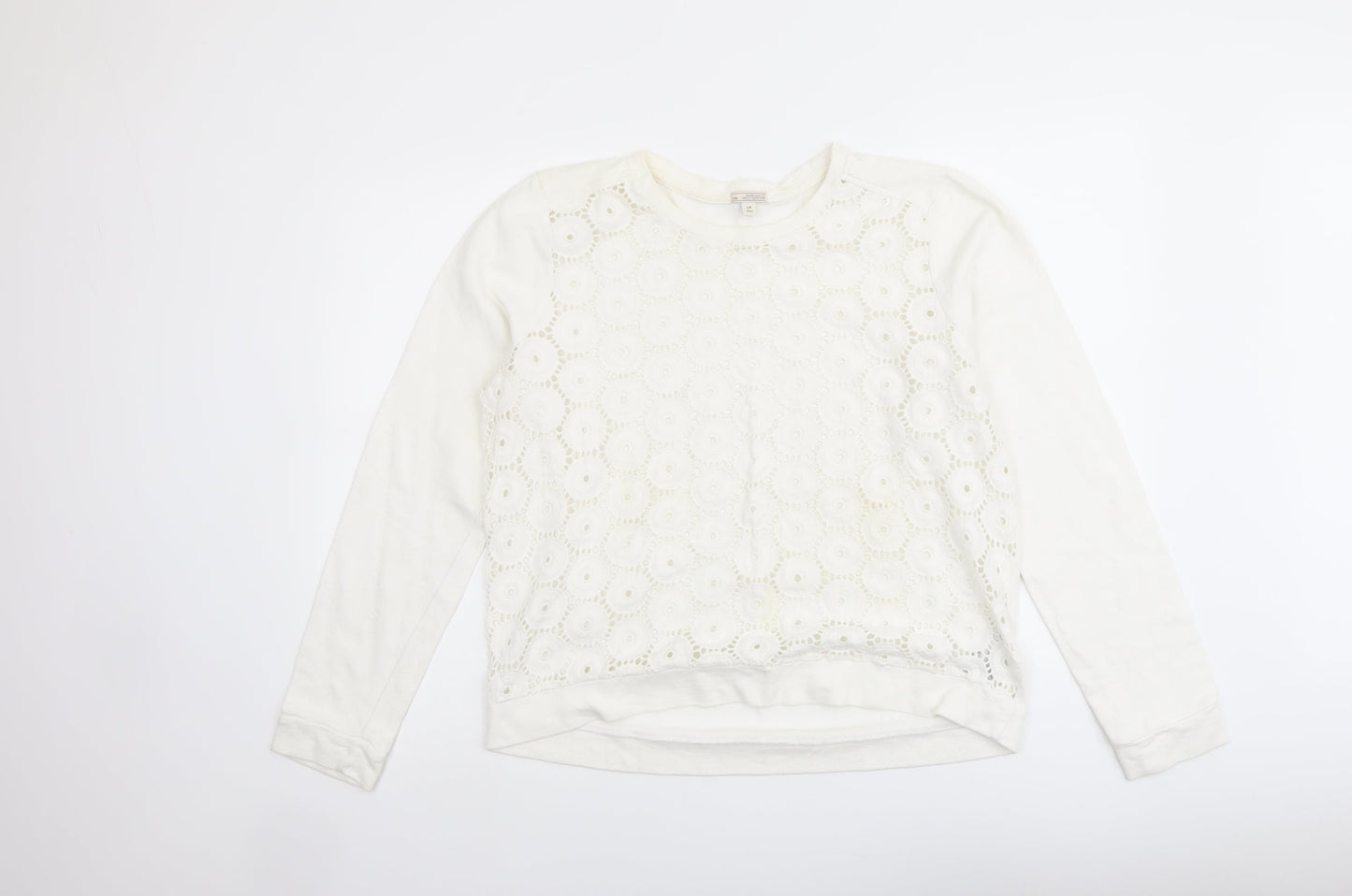 Gap Womens Ivory Cotton Pullover Sweatshirt Size L Pullover - Lace Overlay
