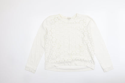 Gap Womens Ivory Cotton Pullover Sweatshirt Size L Pullover - Lace Overlay