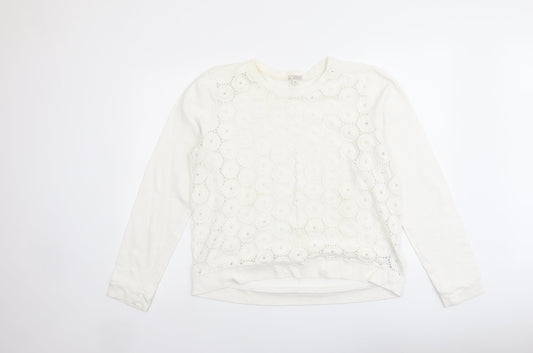 Gap Womens Ivory Cotton Pullover Sweatshirt Size L Pullover - Lace Overlay