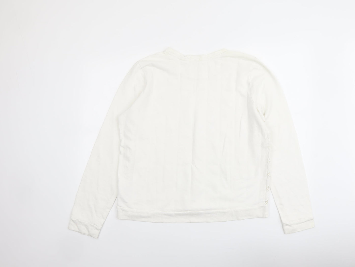 Gap Womens Ivory Cotton Pullover Sweatshirt Size L Pullover - Lace Overlay