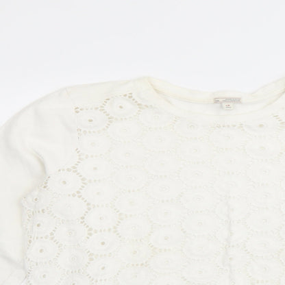 Gap Womens Ivory Cotton Pullover Sweatshirt Size L Pullover - Lace Overlay